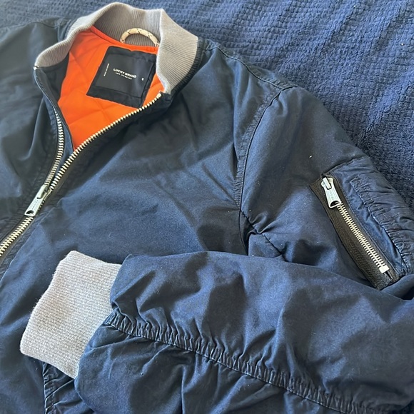Men’s Lucky Brand Indigo Cotton Nylon Ma-1 Bomber Jacket - S - Picture 2 of 4